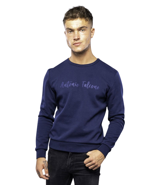 DIEGO DOUBLE FACE LONG SLEEVE CREW NECK T SHIRT NAVY