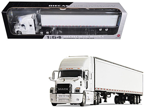 Mack Anthem Sleeper Cab with 53\' Trailer White 1/64 Diecast Model by