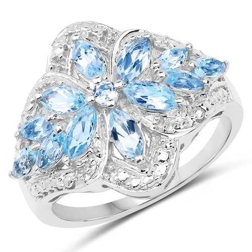 1.56 Carat Genuine Blue Topaz .925 Sterling Silver Ring