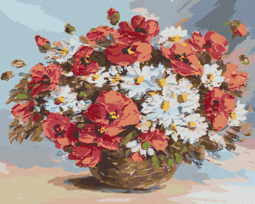 Paint by Numbers - POPPIES AND DAISIES IN A VASE