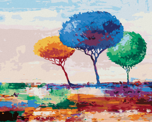 Paint by Numbers - THREE COLOURFUL TREES