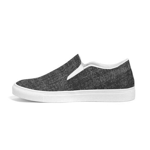 Womens Sneakers - Canvas Slip on Shoes - Black Faded Print