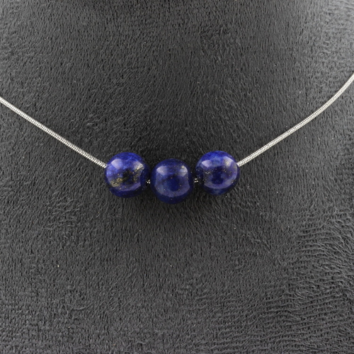 Lapis Lazuli 8 mm 3 beads necklace.