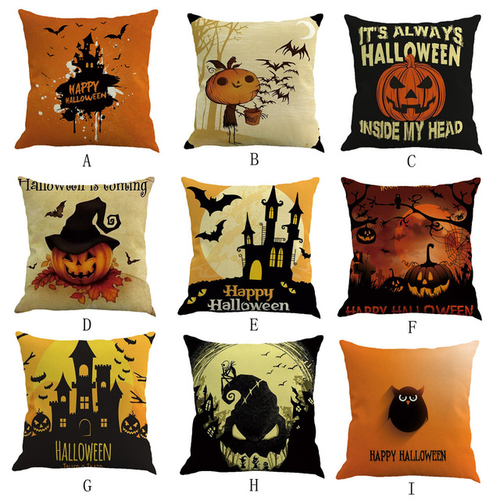 Bats Pumpkin Castle Cushion Cover Halloween Pillow