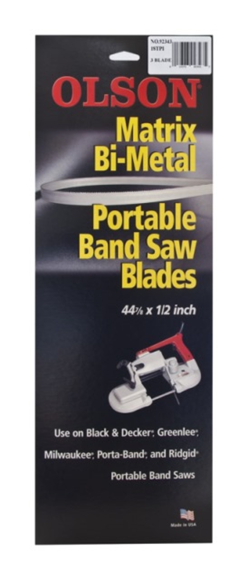 Olson Saw 92343 18 TPI Bi-Metal Portable Band Saw Blade  44.875 x 0.50