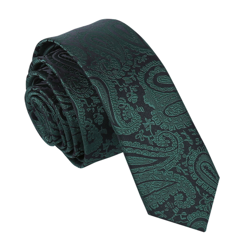 Paisley Skinny Tie - Emerald Green