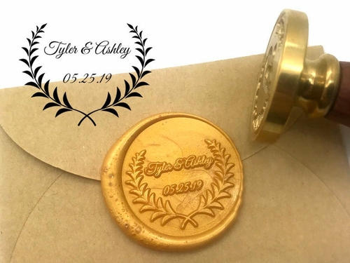 Leaf Initials Wax Seal Stamp Personalized Monogram Custom