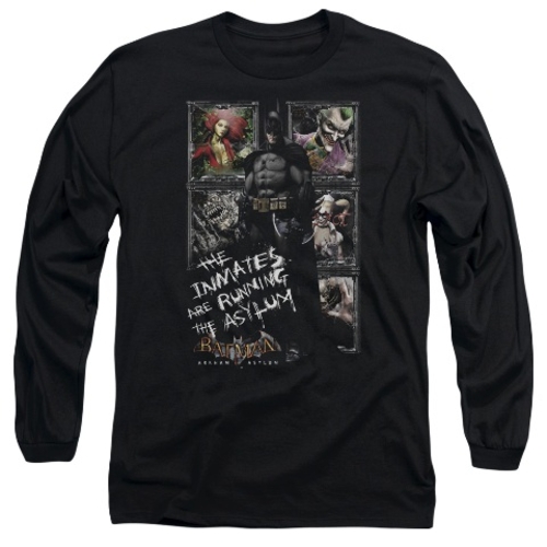 Trevco Batman Aa-Running The Asylum - Long Sleeve Adult 18-1 Tee - Bla