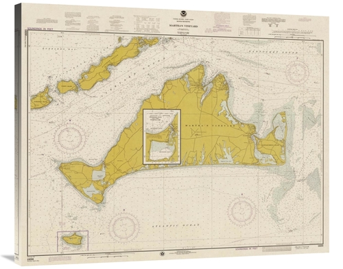 Global Gallery GCS-450541-40-142 40 in. Nautical Chart - Marthas Viney