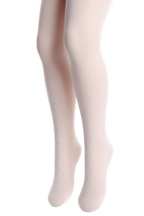 JOLIE white dotted tights for children