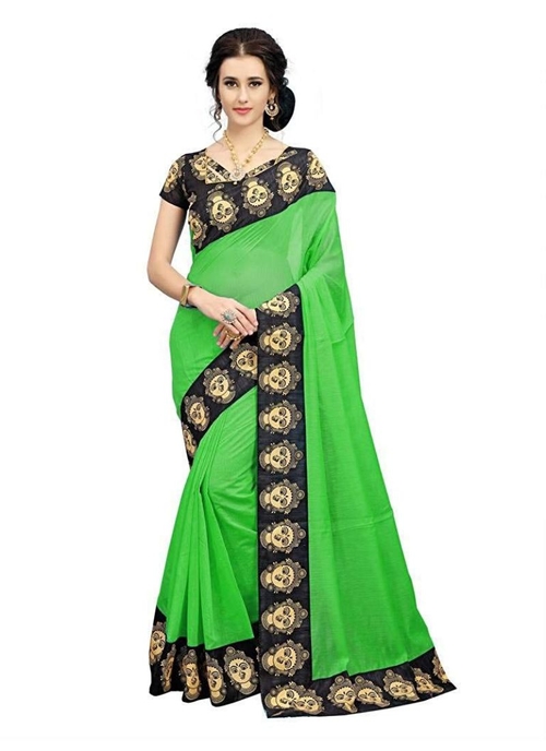 Generic Women's Chiffon Saree (Green, 5-6 Mtrs)