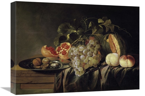 Global Gallery GCS-282121-22-142 22 in. Still Life of a Melon on a Pew