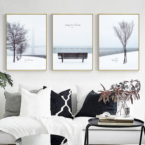 Nordic Scandinavian Winter Snow Landscape Canvas