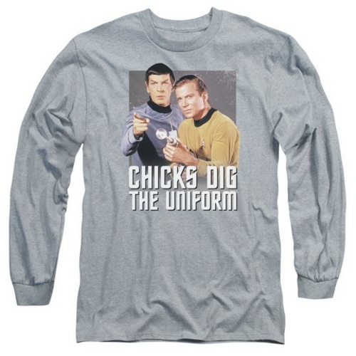 Trevco Star Trek-Chicks Dig - Long Sleeve Adult 18-1 Tee - Athletic He