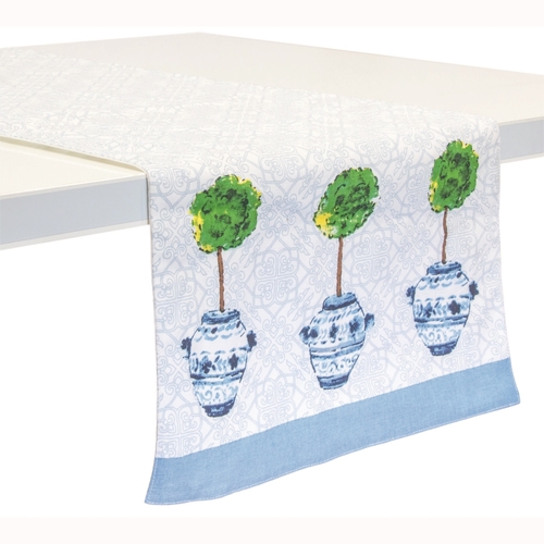 Boston International URB19248 Blue Topiary Table Runner