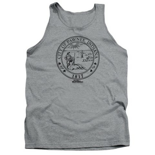 Trevco Parks & Recreation-Pawnee Seal Adult Tank Top, Heather - XL