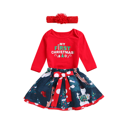 Xmas Lovely Infant Baby Girls Clothes 3PCS Party