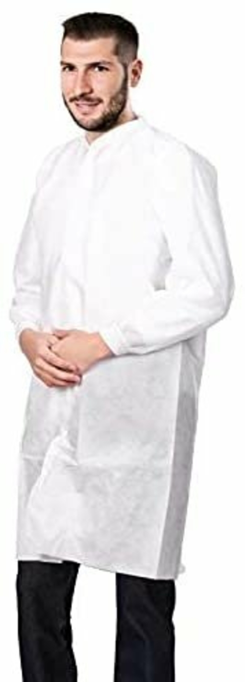 Lab Coat Disposable X-Large. Pack of 10 White Disposable Lab Coats for