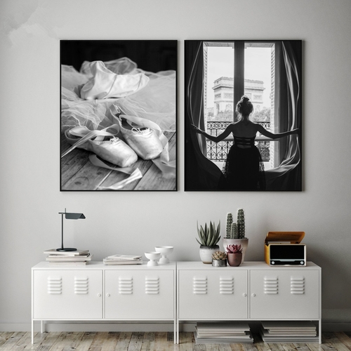 Black White Window Girl Posters Print