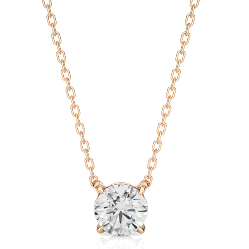 Rose Gold Moissanite Round Shape Pendant – PT0045