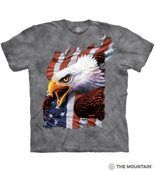 The Mountain 1064361 Grey Patriotic Scream Eagle Adult Classic Tee - M