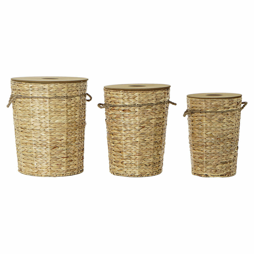 Basket set DKD Home Decor Light brown 44 x 44 x 54 cm Wood Metal 3