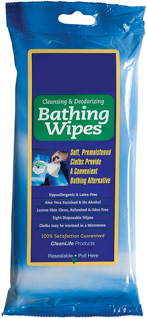 Case of 192 Bath Wipes No-Rinse, 8" x 8". NonSterile Wipes for Skin