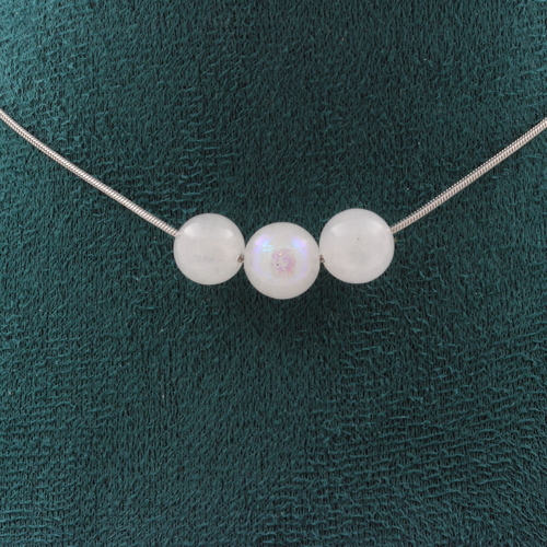 Moonstone 8 mm 3 beads necklace