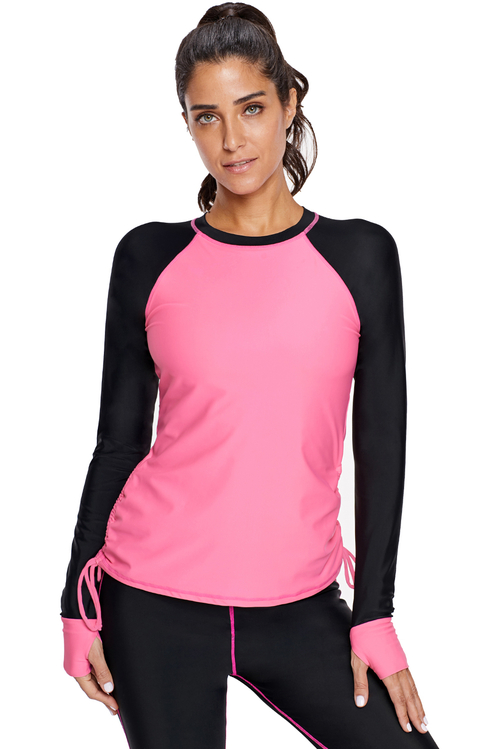 Rosy Black Colorblock Long Sleeve Rashguard