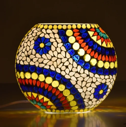 Glass Mosaic Round Table Lamp