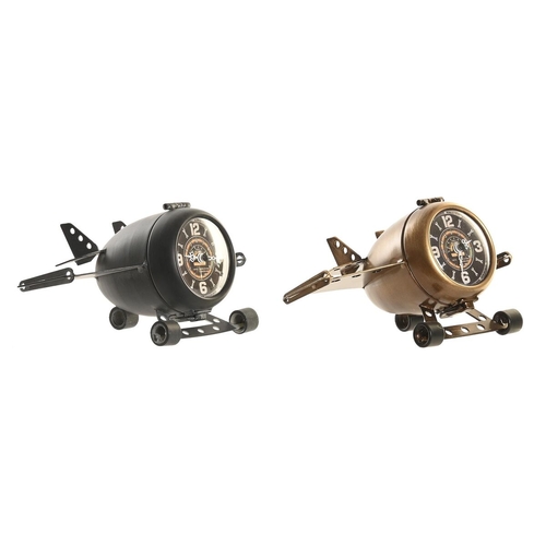 Table clock DKD Home Decor 23 x 16 x 13 cm Aeroplane Black Golden Iron