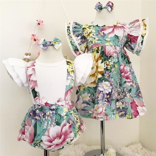 Newborn Kids Baby Girl Sister Matching Summer