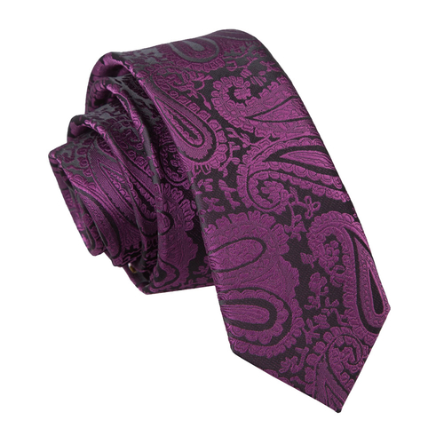 Paisley Skinny Tie - Purple