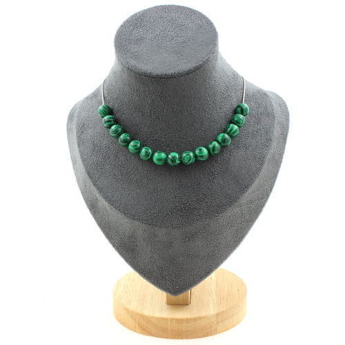 Malachite (with resin) 8 mm 15 beads necklace