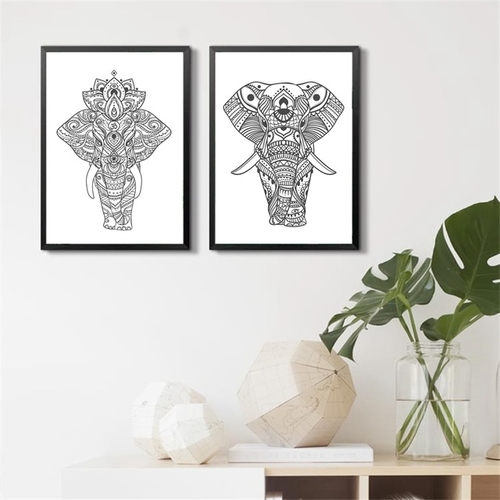 Elephant Drawing Art PRINT African Wall Art ,