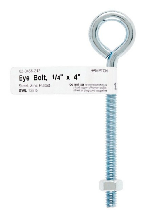 Hampton 02-3456-242 Bolt Eye Closed with Hex Nut  0.25 x 4 in. - pack 