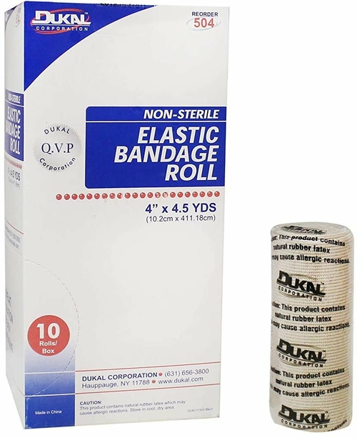 Elastic Bandages 4 inch x 4.5 Yard. Case of 50 Non-sterile Bandages.