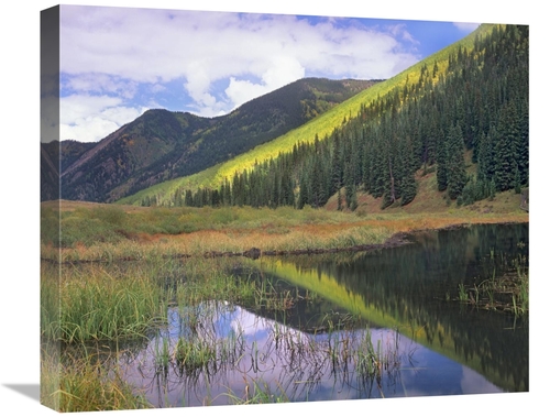 Global Gallery GCS-396728-22-142 22 in. Pond & Mountains, Maroon B