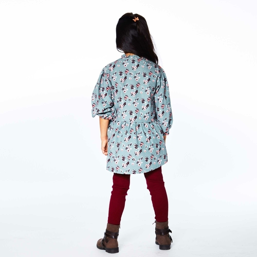 Baby Corduroy Long Sleeve Tunic Printed Flowers