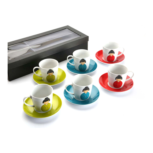 Set of Mugs with Saucers Versa Japanese Porcelain (12 pcs)