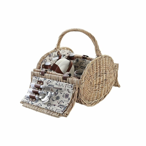 Basket DKD Home Decor wicker Picnic Ceramic Natural Brown Polyester