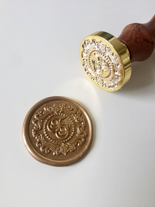 Calligraphy initials Wedding Wax Seal Stamp with snowflake