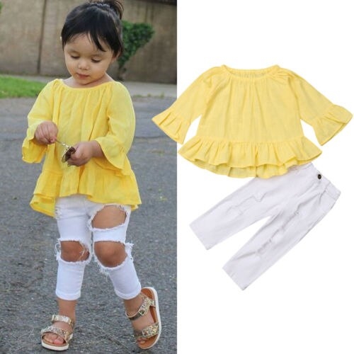 Fashion Kids Girls Summer Ruffles Outfits