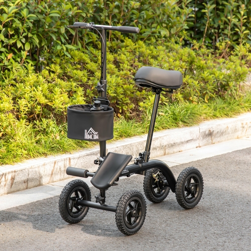 HOMCOM Seated Knee Walker, Foldable Steerable Medical Knee Scooter,