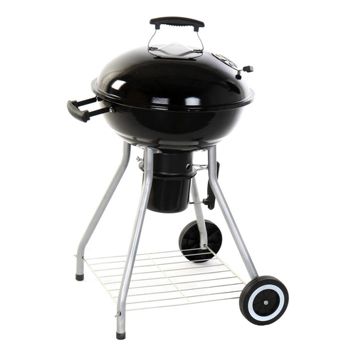 Coal Barbecue with Cover and Wheels DKD Home Decor Black Metal Plastic