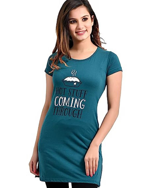 Typographic "HOT STUFF" Printed Round-Neck T-Shirt (SIZE-L)