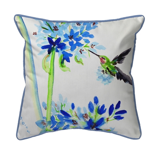 Betsy Drake ZP808 22 x 22 in. Hummingbird & Blue Flowers Indoor & Outd