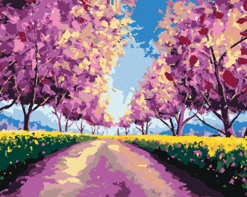 Paint by Numbers - SAKURAS ON A DIRT ROAD