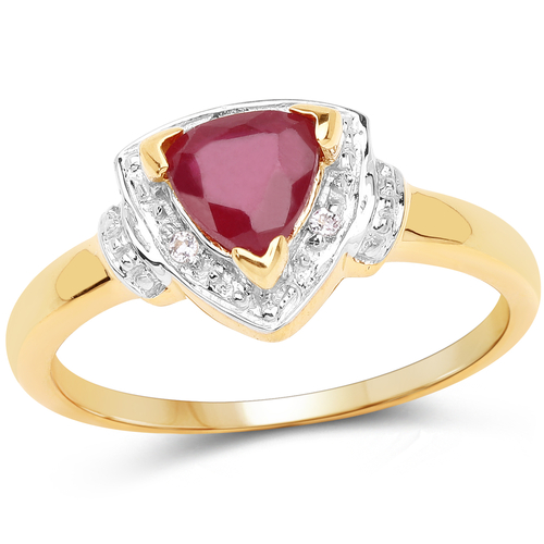 14K Yellow Gold Plated 0.83 Carat Glass Filled Ruby and White Topaz