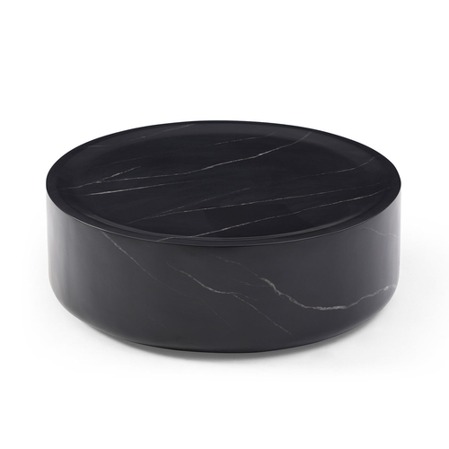 35.43'' Black Marble Round Coffee Table,Simple Modern Center Cocktail